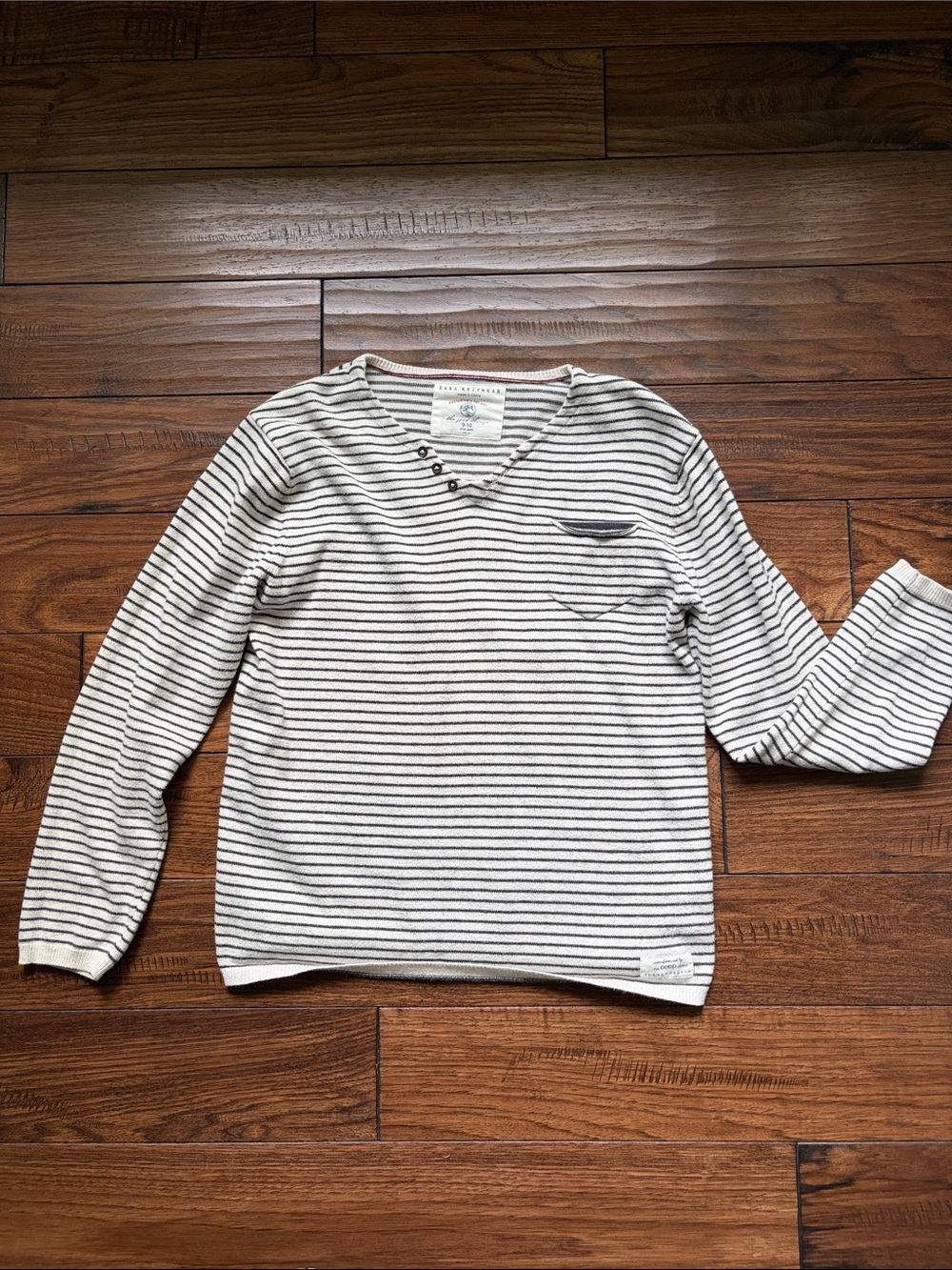 Zara Striped V-Neck Knit Sweater